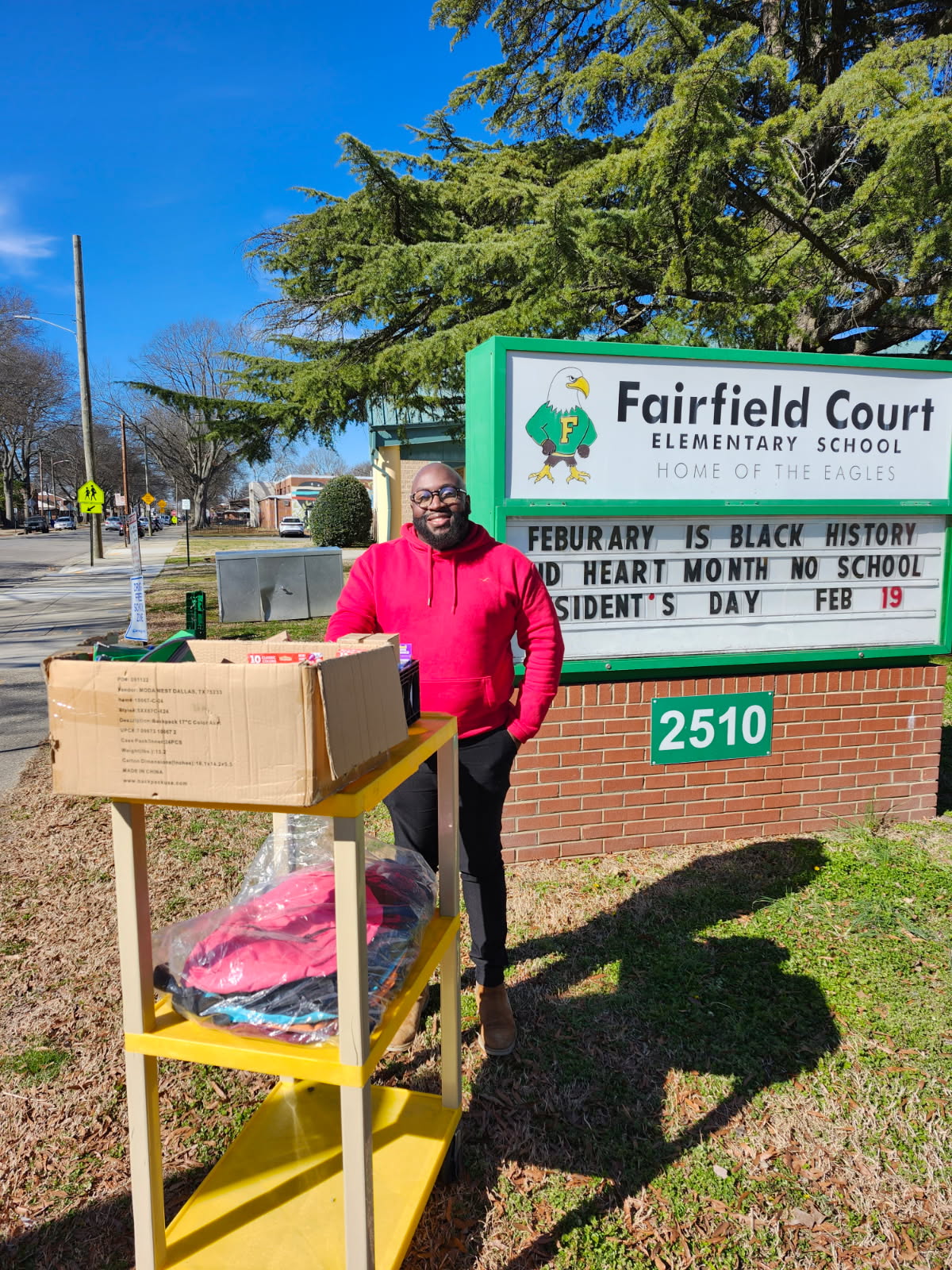 Hope Outreach NPO delivering supplies to Fairfield Court Elementary School